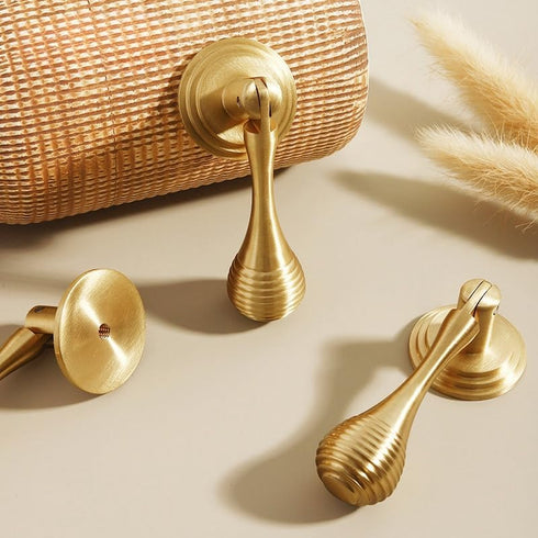 SANCHAKOU 2 Pack Gold Dresser Knobs Bedside Table Cabinet Door Pendant Copper Handle Earrings Wardrobe Shoe Cabinet