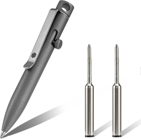 KeyUnity KP05SW Bolt Action Pen with Clip, Titanium Alloy EDC Pocket Pen, Retractable Metal Ballpoint Pen for Everyday