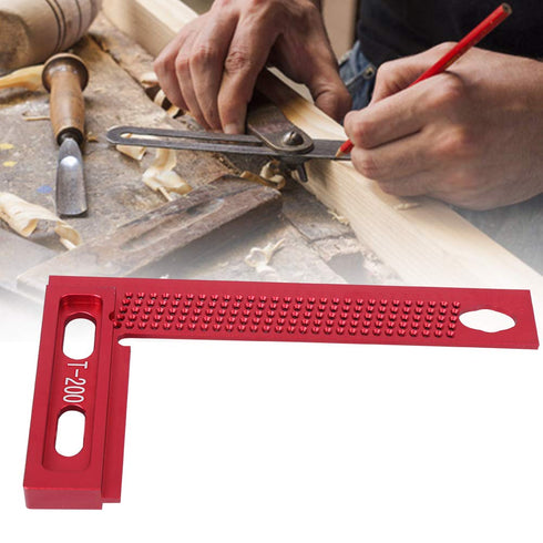 T-200 Woodworking Ruler, Aluminum Alloy L Square Ruler, Wear-Resistant Hole Measuring Tool for Carpenter Scriber