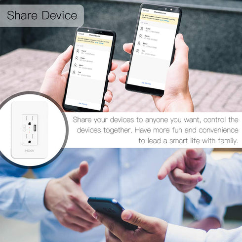 MOES WiFi Smart Wall Outlet, 15A Divided Control 2 in 1 Socket with USB, Compatible with Alexa & Google Home, ETL