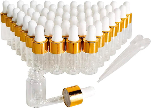 50PCS Transparent Sample Dropper Bottles, 3 ml Mini Essential Oil Dropper Bottles with 2 Plastic Droppers