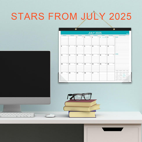 Desk Calendar 2025-2026, 18 Monthly Calendar with Ruled Blocks for Planning, July 2025 to December 2026
