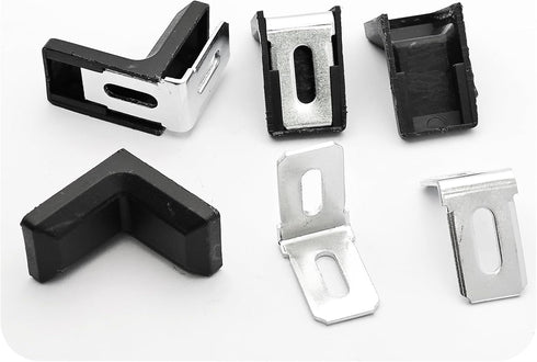 AUXBC 30PCS 90 1.1x1.1x0.7 Degree L Shape Metal Corner Brackets Black Plastic Cover Right Angle Brace for Shelf Cabinet