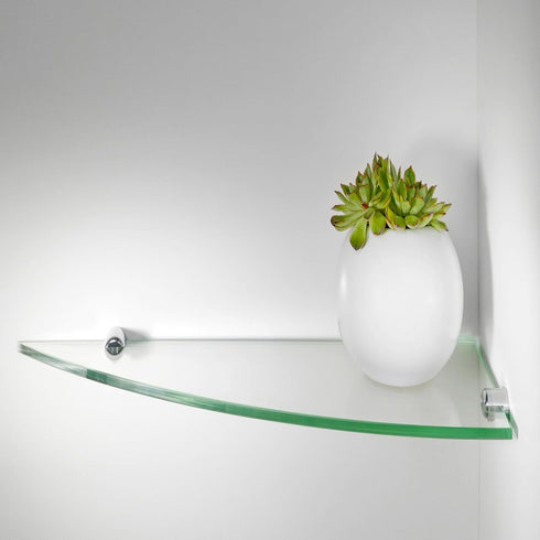 6" 6" 3/8" Dulles Glass x Quarter Round Floating Glass Shelf - Shelf Only - Tempered - Thick - Flat Polished Glass