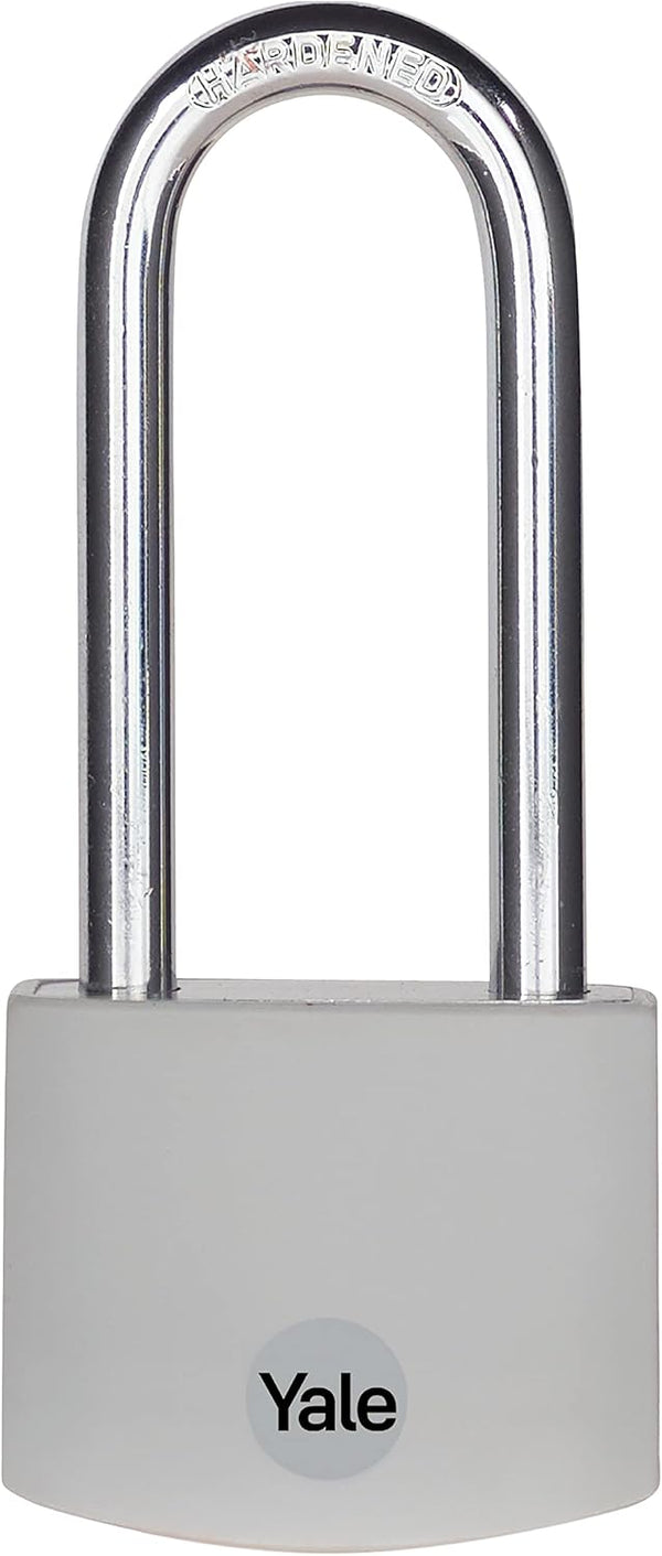 Yale 2.2 Inch Long Shackle Covered Aluminum Lock with 3 Keyed Alike Keys for Gym Locker, Fence, Toolbox, Storage (Grey)