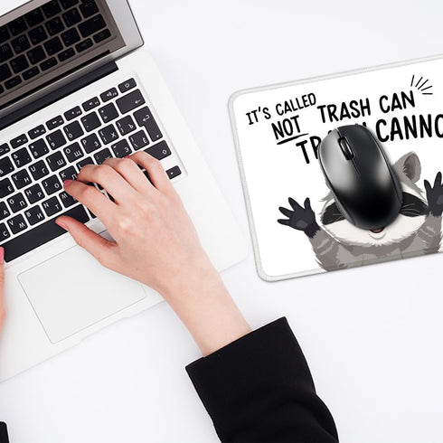 Juoqg It's Called Trash Can Not Trash Cannot Rectangular Mouse Pad, Funny Raccoon Mouse Pads for Desk, Raccoon Lover