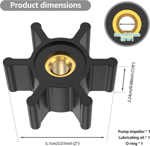 Kandishiex 5/16 Replacement(3 Impeller Replacement for Utility Water Transfer Pump, Universal Impeller Fits Diameter