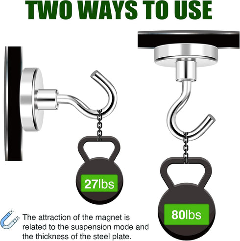 MIKEDE 12 Pack Heavy Duty Magnetic Hooks, 80lbs Strong Magnets for Cruise Cabins and Refrigerators