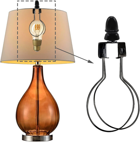 ECUDIS 2 Pack Bulb Lamp Shade Light Clip Lampshade Adapter with Finial, Black