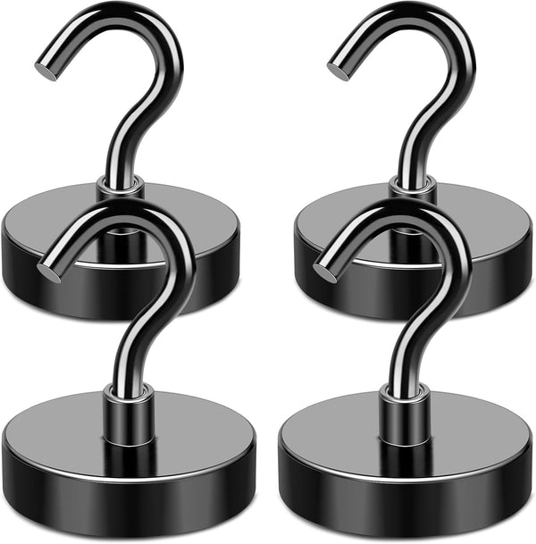 MIKEDE Heavy Duty Magnetic Hooks 4 Pack, 110LB+ Super Strong Neodymium Earth Magnets for Hanging Storage