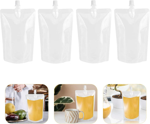 50 500Ml Packaging DOITOOL Pcs Transparent Plastic Beverage Flasks with Spout Seal Bags for Juice Soy Milk Liquid