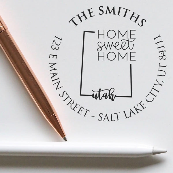 Personalized PSI Utah Sweet Home Pre-Inked Address Stamper - Custom Mail Address