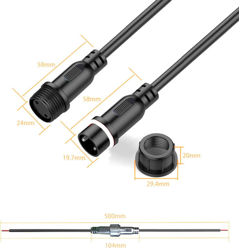 Waterproof Connectors 4 Wire, 14AWG Male Female Plug LED Connector with 4Pin Waterproof Connectors, IP68 Extension Cable