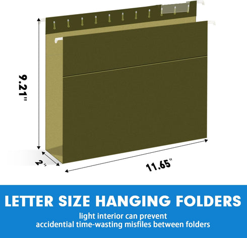 Extra Capacity Hanging File Folders - RAZCC 30 Pack, Letter Size Reinforced with Heavy Duty 2 Inch Expansion