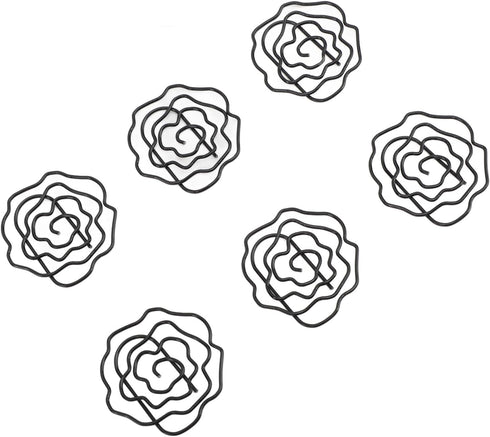 Paperclips Set, 50pcs Metal Decorative Flower Paper Clips, Cute for Office Scrapbooking (Black)