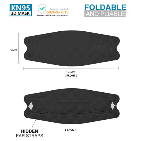 KN95 50 Pack, KN95 LEVENIS Face Masks Breathable Comfortable and Disposable Mask, Black