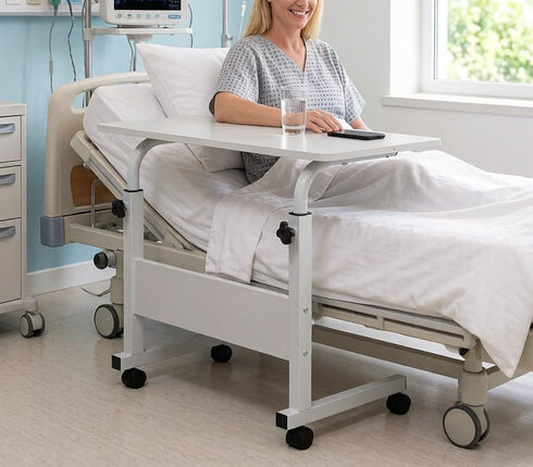 NAICKUC 31.5Inch Standing Desk - Side Table Adjustable Height, Portable Laptop Cart, C-Shaped Bed Couch end Tables