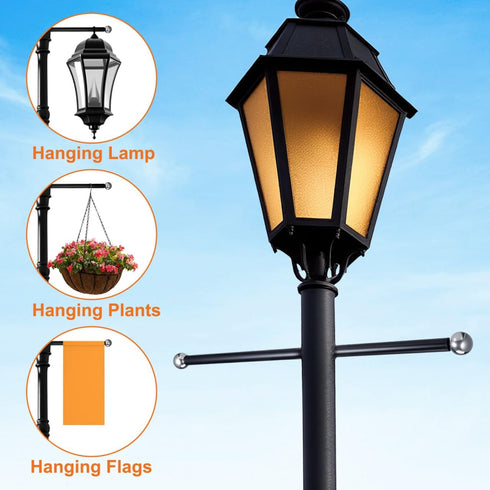 22" iplusmile Lamp Post Cross Arm Replacement: Cross Arm Ladder Rest Handle with Removable Decorative Spheres
