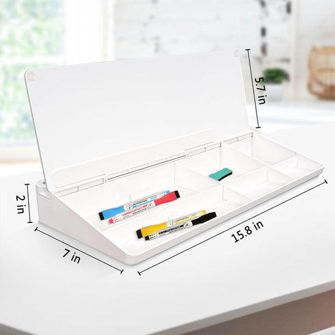 Glass Desk Whiteboard Small Dry Erase Board with Storage Drawer, Computer Keyboard Stand, Office Accessories, School