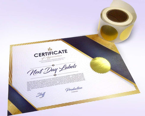 NextDayLabels 2 Inch Round Gold Metallic Seals - Serrated Edge Stickers for Package, Envelope, Certificate, 250 Per Roll