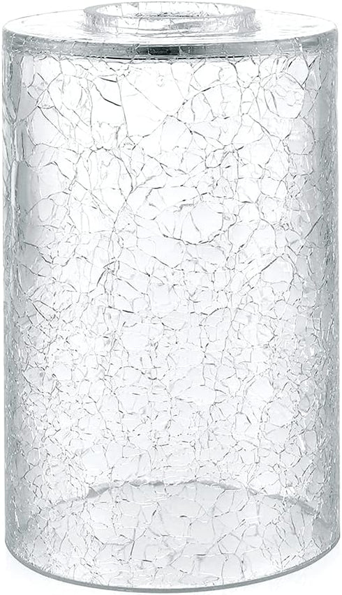 Skelang 2 Crackle Lip-less Glass Lamp Shade, Cylindrical Light Cover with Fitter Opening, Replacement for Chandelier