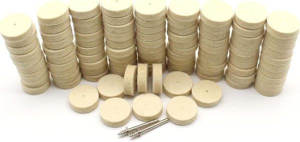 TEMO 100 pc Felt Polishing Wool Bob Burr with 1 Inch Diameter and 1/4 Inch High Wheel #429 for Dremel Rotary Tools