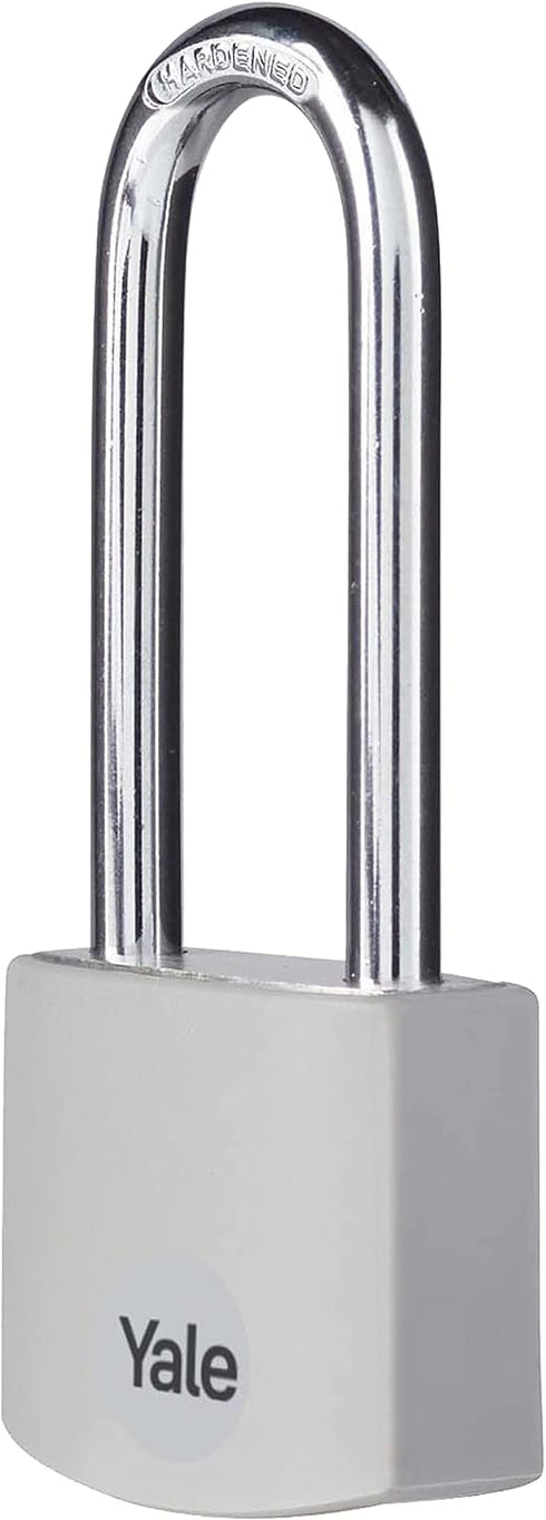 Yale 2.2 Inch Long Shackle Covered Aluminum Lock with 3 Keyed Alike Keys for Gym Locker, Fence, Toolbox, Storage (Grey)
