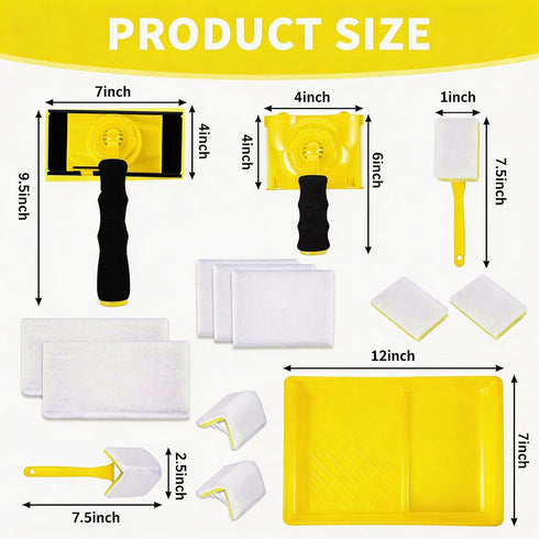 14 4 (7"+4"+1"+V-Corner) 9 360 7" Set Pcs Walls Paint Edger Tool Professional Paint Edger Kit Shape Trim Pads