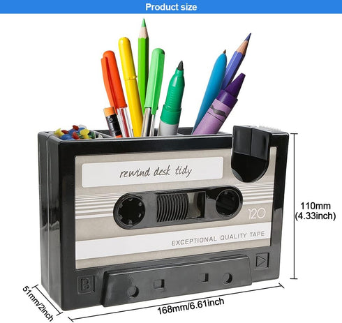 YXQ Fun Tape Dispenser, Unique Novelty Pen Dispenser, Cool Retro Desk Accessories, Gray