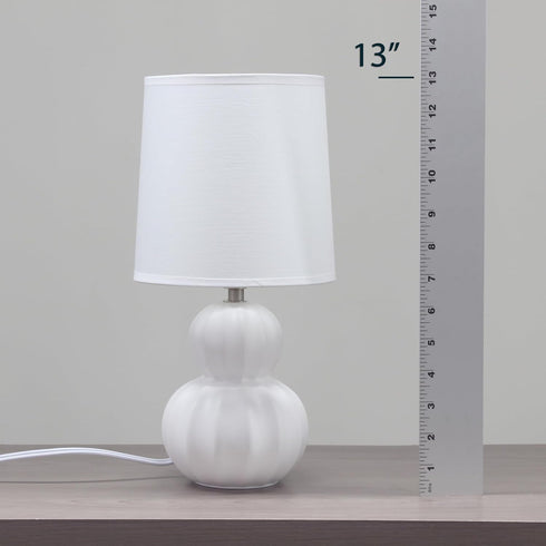 LT1162-OFF 12.5" Simple Designs Chic Glow Stacked Double Gourd Ceramic Table Lamp, for Bedroom, Office, Living Room