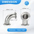 90 Elbow 1 1/4 "(32mm) 2 Pack 304 1.5" 50.5mm PATIKIL Degree Tube OD, Stainless Steel Sanitary Pipe Fittings Tri