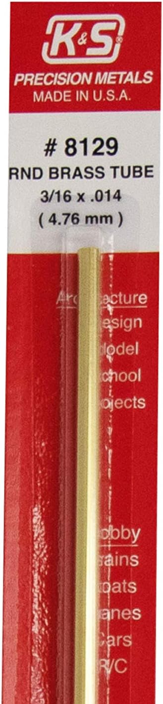 K&S Precision Metals 8129 Round Brass Tube, 3/16" OD
