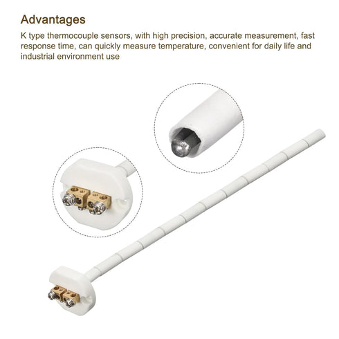 MECCANIXITY 12" K Type Thermocouple Sensor, Ceramic Probe for Muffle Furnace Oven, High Temp -50 to 1100°C 2.5x300mm