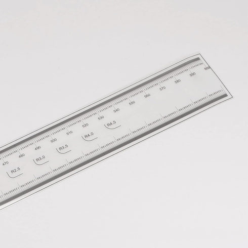 Film Flexible Ruler 60cm, 0.1mm Scale with R Angle & Width Lines, PET Plastic Folding Straight Ruler Measuring Tool