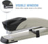 Long Reach Stapler with 2000 Staples & Remover, Full Strip, 20-25 Sheet Capacity, Gray, Built-in Ruler