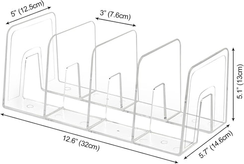 Clear Desktop Book Organizer, Creative Book Stand, Non-Acrylic Stand for Home School and Office, Divider Bookshelf (4