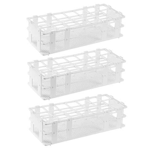 Eowpower 3Pcs Plastic Lab Test Tube Rack Storage Stand, Detachable for 30mm Test Tubes (21 Hole)