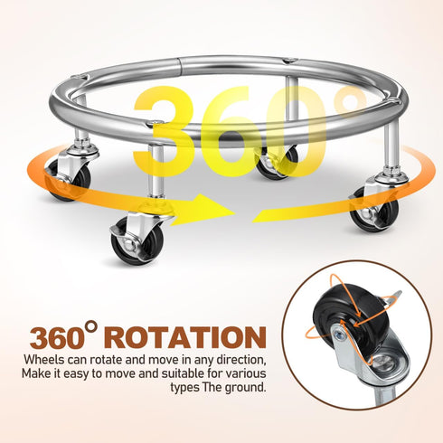 Luxshiny Movable Propane Cylinder Base: Stainless Steel Propane Tank Stand Dolly with Brake Wheel for Cylinder