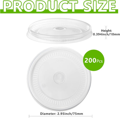 200 Count 4 oz Frozen Frozen Clear Plastic Flat Lids Paper Ice Cream Cups Yogurt Cup Dessert Bowls Dessert