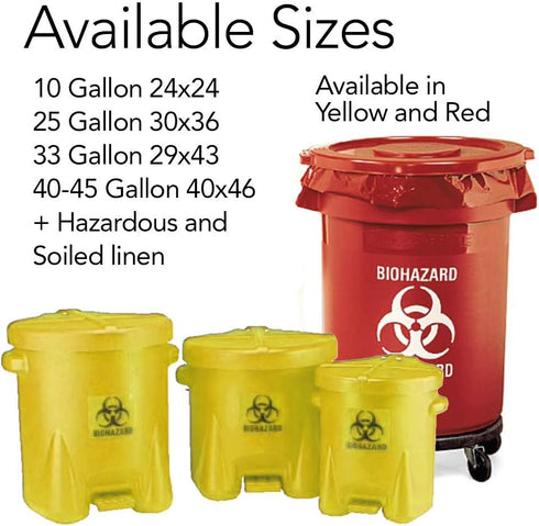 33 29" 43" 1.1 0.0011 Inch, 20 RESILIA Biohazard Bags - Hazardous Waste Disposal, Meets DOT ASTM Standards for Hospital