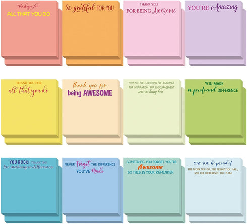 Yinder 24 Pcs Employee Appreciation Sticky Notes, Thank You Gifts Bulk Note Pads with Sayings, Mini Pocket