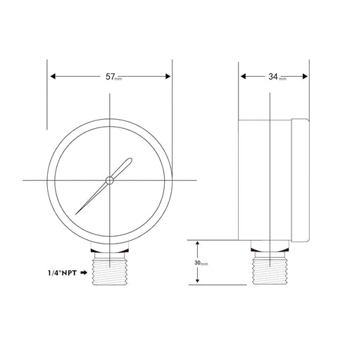 Solimeta 2" Pressure Gauge, Well Pump, 0-100 PSI