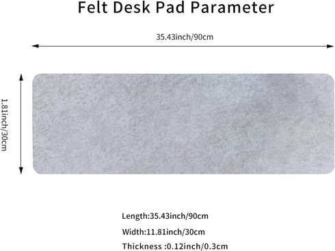 DawnTrees Felt Desk Pad, Keyboard Mat (35.5x12 Inches), Large Mouse Pad, Computer Desk Mat XL, Light Gray
