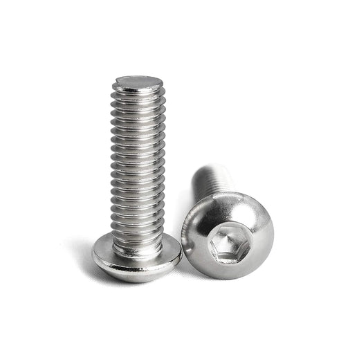 M4-0.7 x 12mm Button Head Hex Socket Cap Screws, 304 Stainless Steel, Full Thread, Plain Finish, Metric Thread Hex