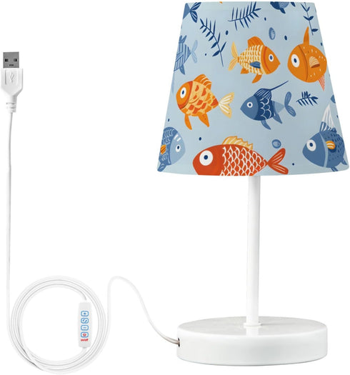ALAZA Bedside Lamp Fish Blue Ocean Table Lamp for Bedroom Desk Lamp
