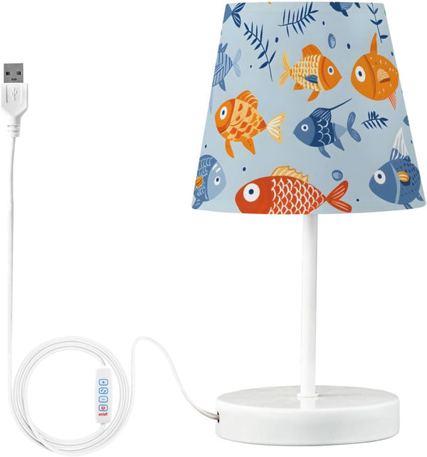 ALAZA Bedside Lamp Fish Blue Ocean Table Lamp for Bedroom Desk Lamp