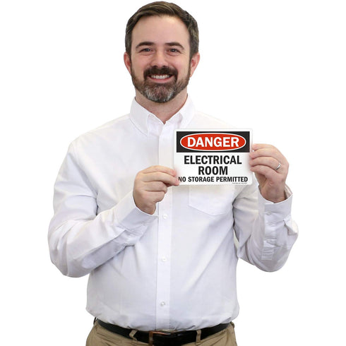 SmartSign U9-1313-ND Label "Danger - Electrical Room, No Storage Permitted" | 5" x 7" Laminated Vinyl Black/Red