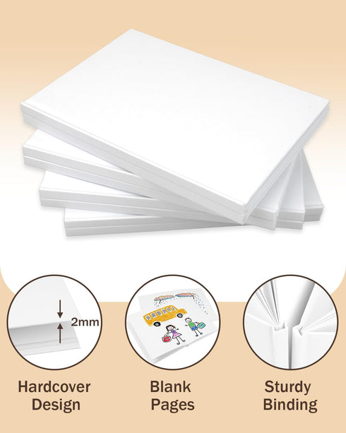Blank Hardcover Book A5 (6.2 x 8.3 Inch), 30 Pack Blank Books for Kids, 40 Pages Each for Writing and Sketching