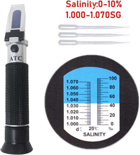VGVGV 0-10% 1.000-1.070SG Brix Refractometer, Salinity Refractometer Optical Salinity Meter Salometer For Seawater