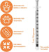 Care Touch CTSLL1-VC Syringe with Luer Lock Tip, 1ml, 100 Syringes without Needle